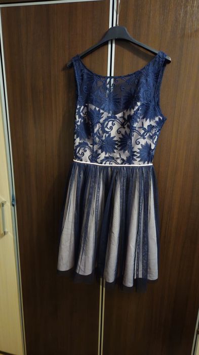 Sukienka granatowo rozowa