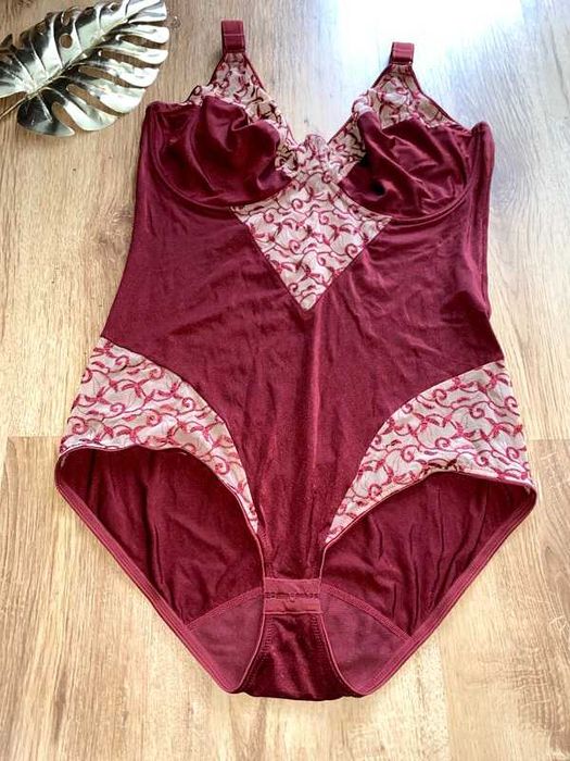 Body 100E czerwono-beżowe gorset miękki