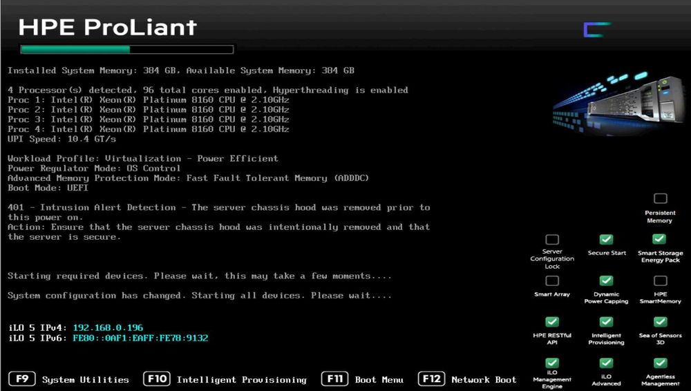 HPE DL560 Gen10 96 ядер / 192 потоки | 4× Xeon Platinum 8160