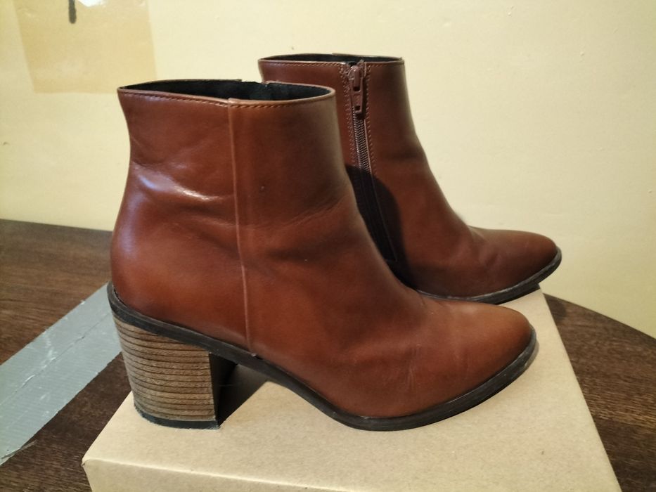Buty botki skórzane damskie 39 Ryłko brązowe