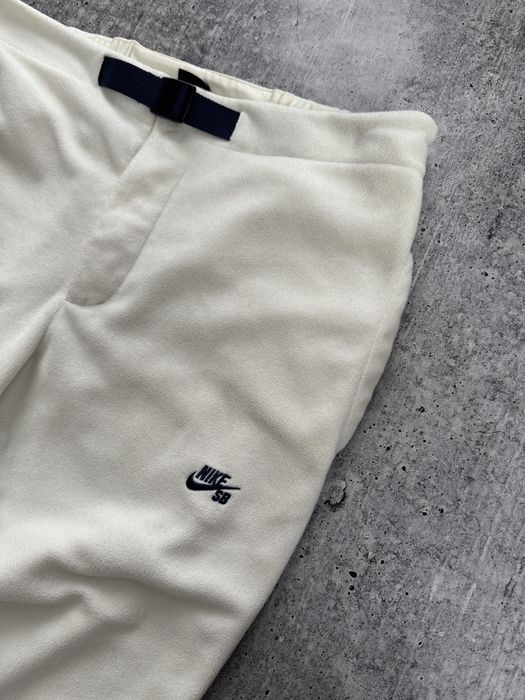 Спортивные Плюшевые Teddy Штаны Nike SB с поясом молочные утепленные