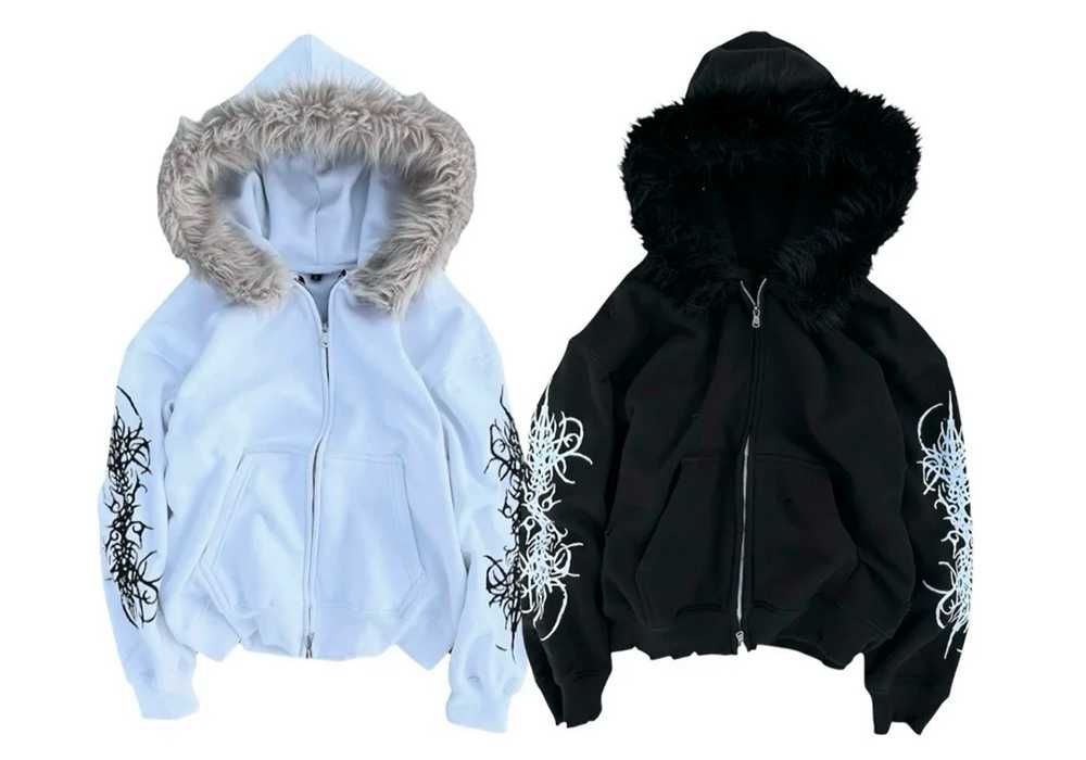 Fur Zip-Hoodie | 2 colors Opium Archive Distressed y2k  oversize