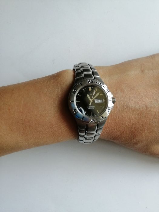 CITIZEN Sapphire GN-4W-S zegarek damski srebrna bransoletka stal nier.