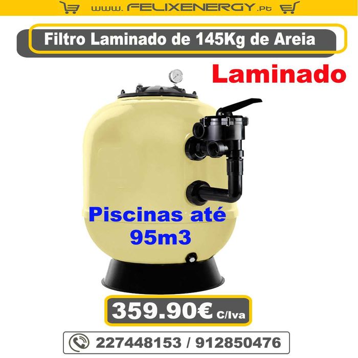 Filtro de Areia Laminado 600 de 145Kg C/Válvula 6 Vias (até 95m3)