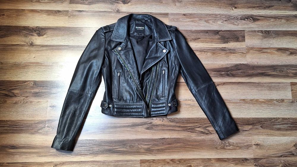 Nowa kurtka skórzana Barneys Original typu Biker ramoneska skóra owcza