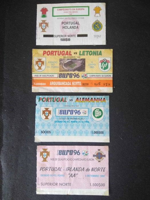 Bilhetes Antigos Futebol da Seleção Nacional.