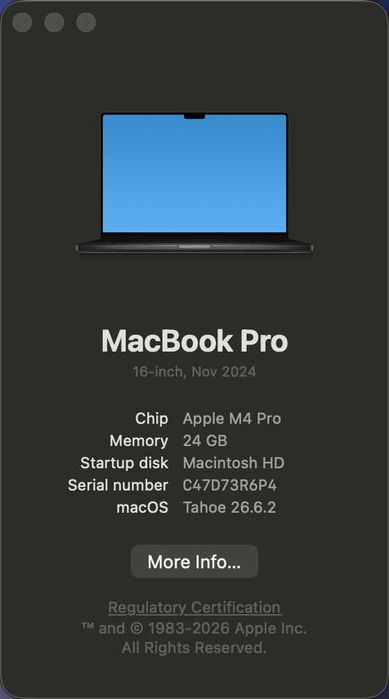 Macbook M4 PRO ecrã 16 24gb RAM