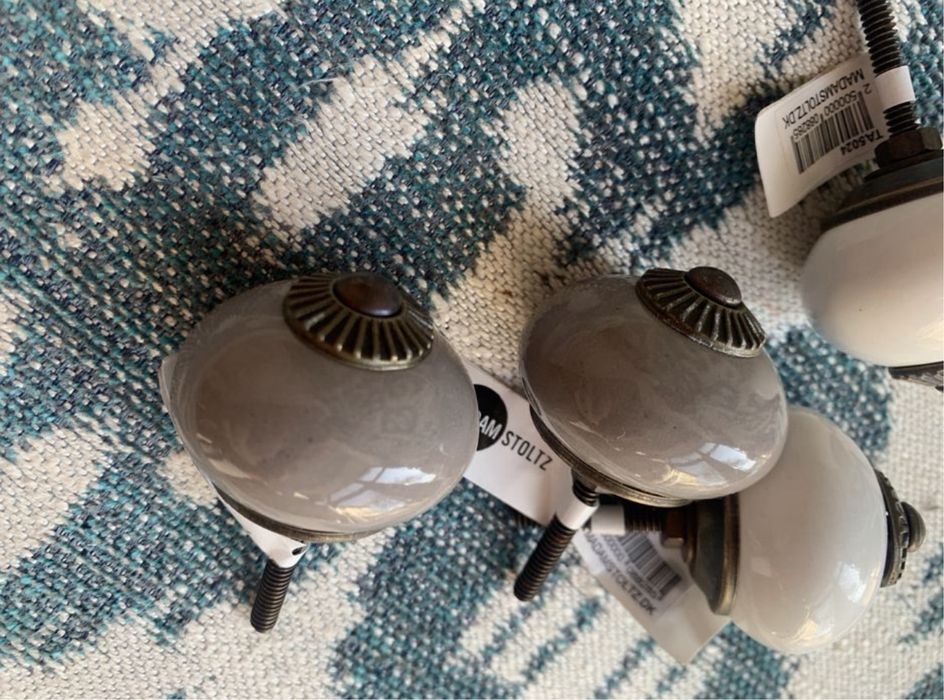 Galki ceramiczne 3 szt białe i 3 szt taupe