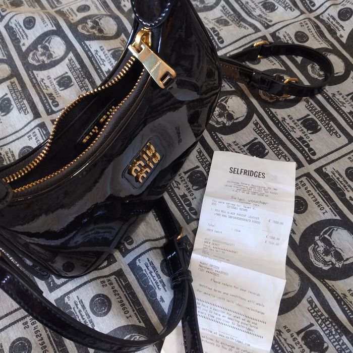 Сумка MIU MIU Patent Mini Hobo Black с чеком  ОРИГИНАЛ