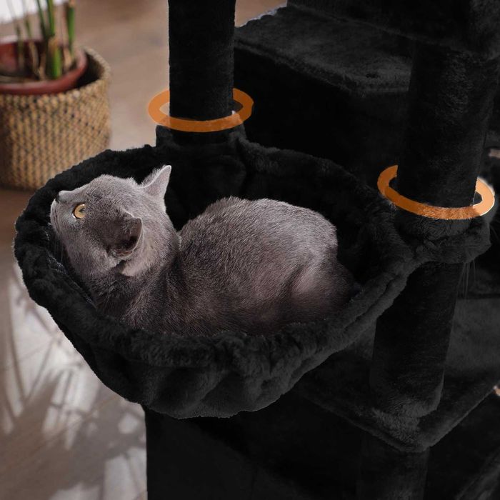 DRAPAK DLA KOTA domek budka drzewo słupek czarny WIEŻA XXL 164cm