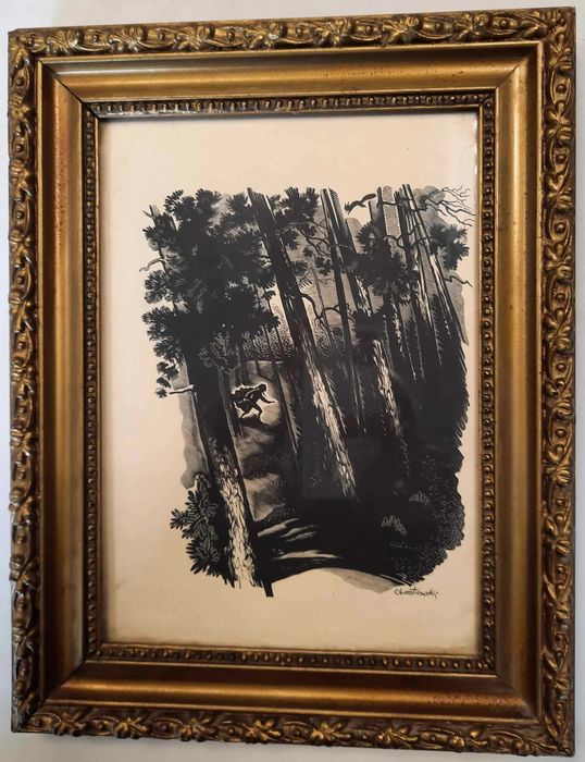 Chrostowski Leśny Wędrowiec Drzeworyt