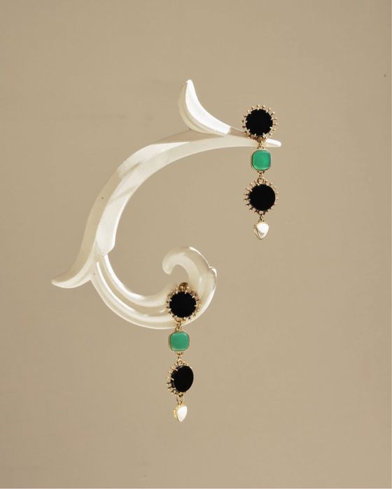 Сережки gunia project (срібло, позолота, онікси)