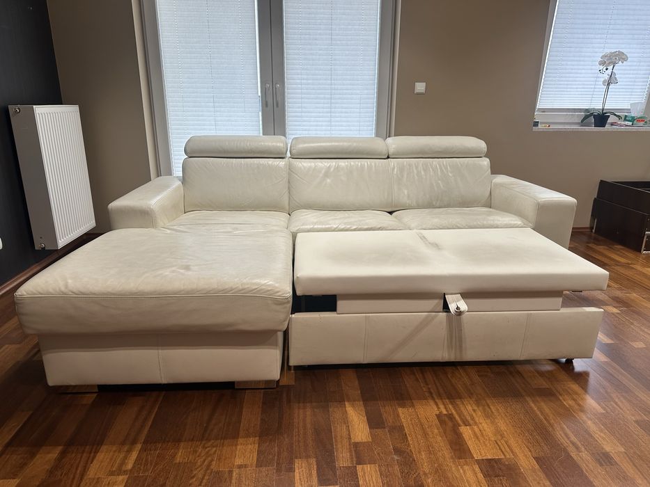 Kanapa narożna skórzana – rozkładana