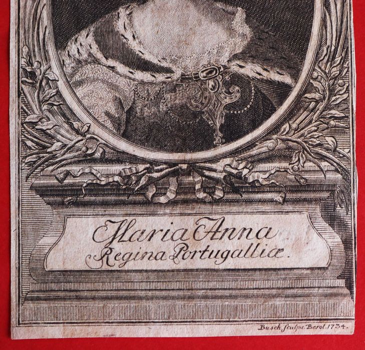 Maria Ana Rainha de Portugal, mulher de D. João V, gravura 1734