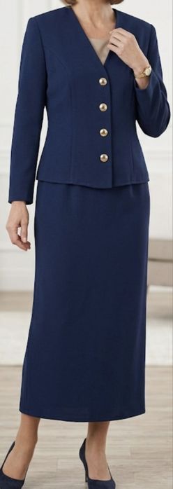 Elegancki granatowy komplet rozm. M  krawcowa