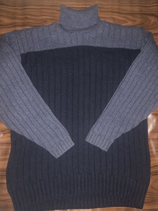 Фірмовий теплий светр темно-синій під шию, 60% вовна р. 54/56 2XL/3XL