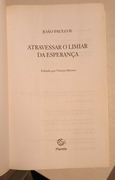 Livro João Paulo II Atravessar o Limiar da Esperança
