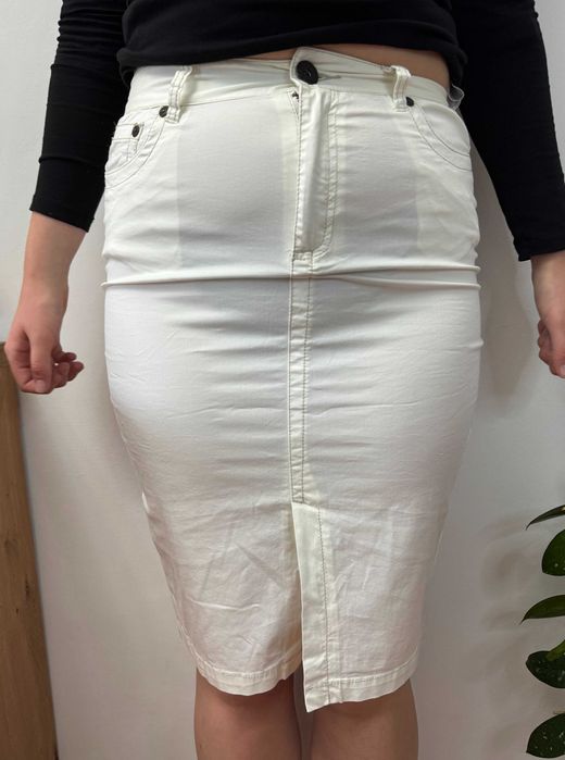 Spódnica biała kremowa spódniczka do kolan bawełniana Active Wear 40 L