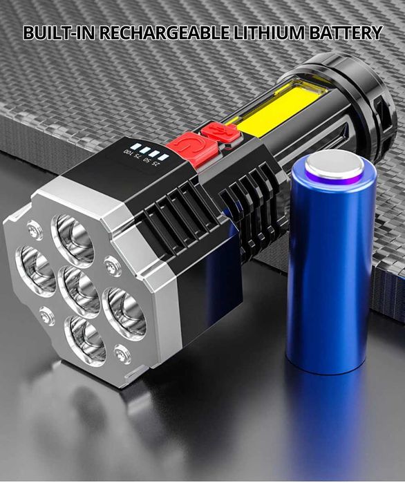 Lanterna LED bateria recarregável USB 5 LED Impermeável campo NOVO
