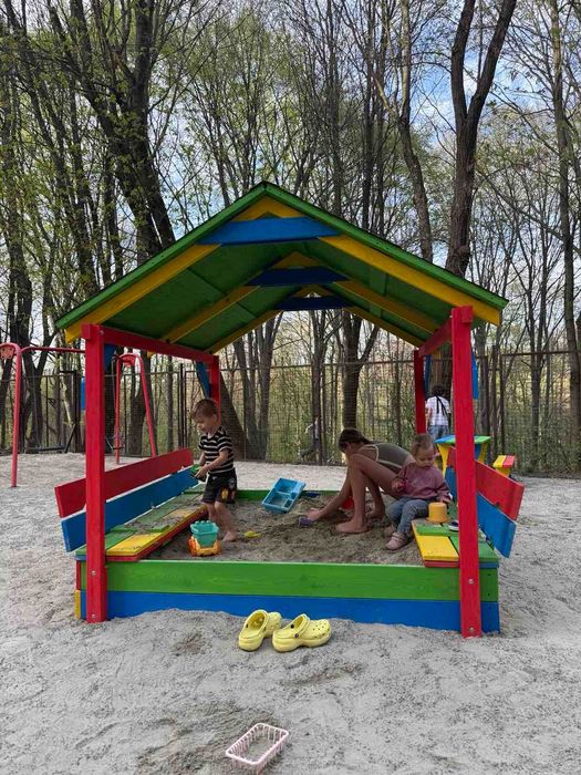 Пісочниця з дахом, дитяча ігрова пісочниця з накриттям!