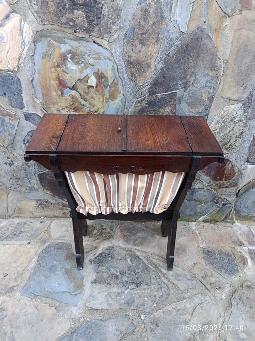 Caixa de Costura Madeira Maciça Carvalho Centenária 65 cm