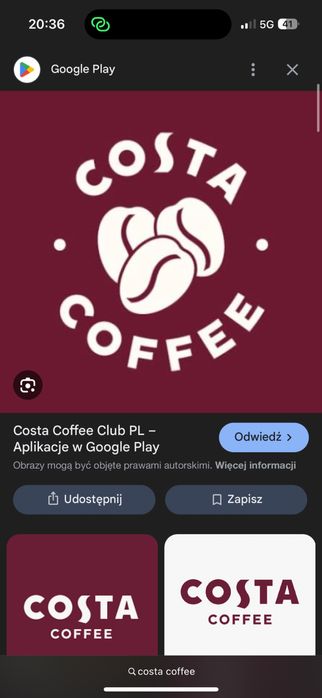 Voucher cossta coffe 30 pln