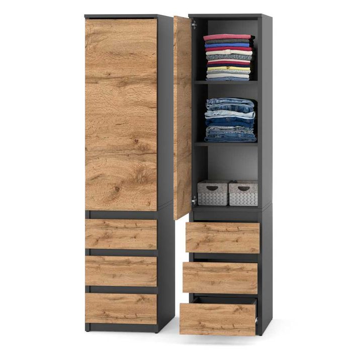 Nowoczesna Szafa Słupek 3 Szuflady 40cm Garderoba Wąska Do Przedpokoju