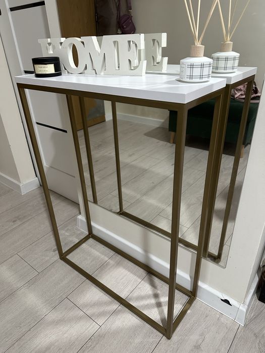 Konsola 60x20x80 złota+ biały mat