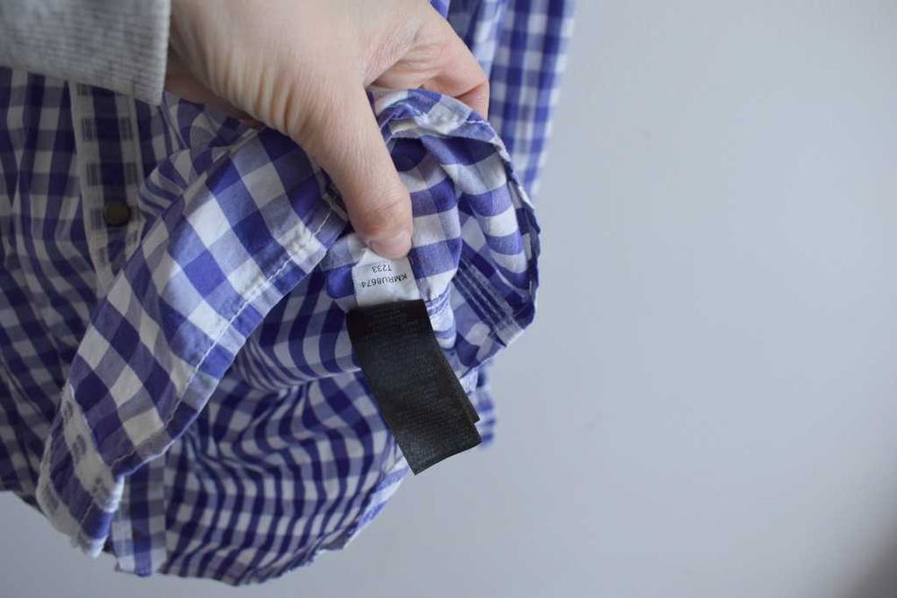 DKNY koszula w kratkę biało fioletowa m