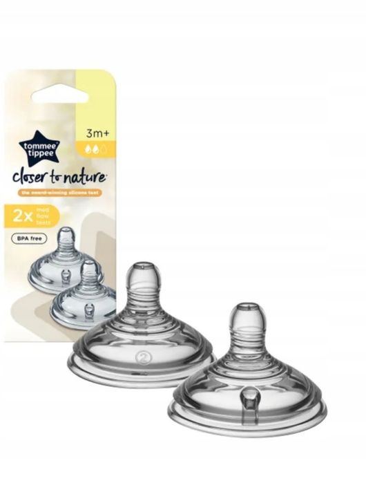 Smoczek Tommee Tippee silikonowy do butelek 3m+ średni przepływ 2 sztuki