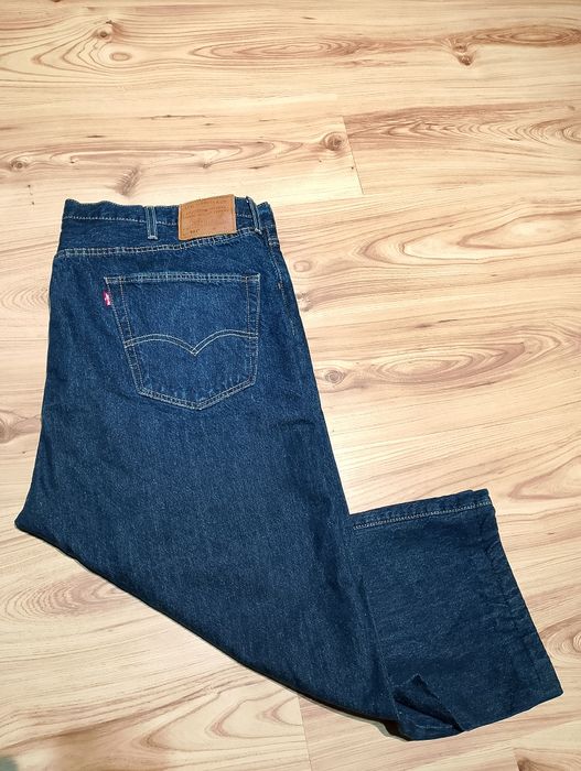 Granatowe Męskie Spodnie Jeansowe Dżinsowe Levi's Premium 501