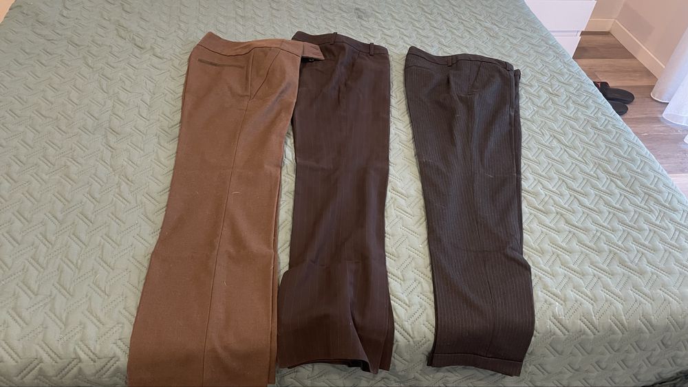 Calças zara às riscas e caden castanhas