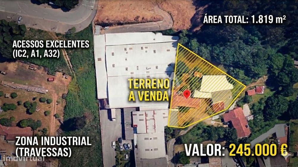 Terreno Industrial 1.819 m2 em S. João da Madeira – Junto ao IC2, A1 e