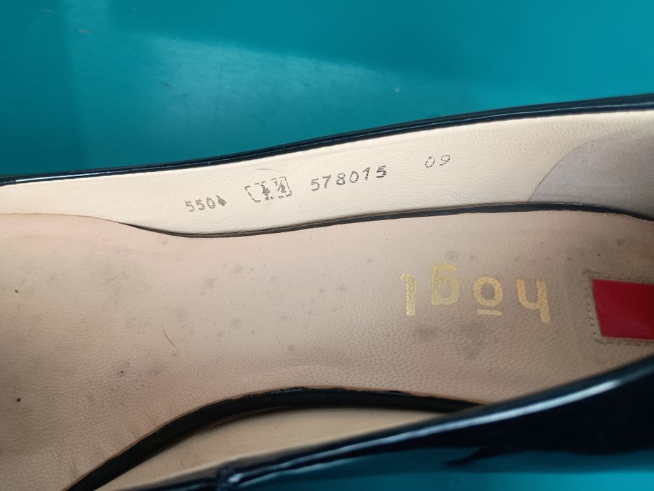 Högl eleganckie czarne lakierowane czółenka – skóra, r. 39