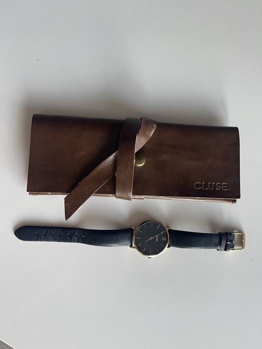 Zegarek na rękę cluse minuit cl30014 granatowy skórzany pasek