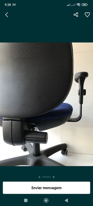 Cadeiras giratórias ajustáveis para secretária preta e azul