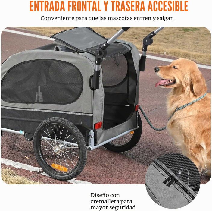 Reboque para Cão VEVOR 2 em 1 Bicicleta/Carrinho - NOVO
