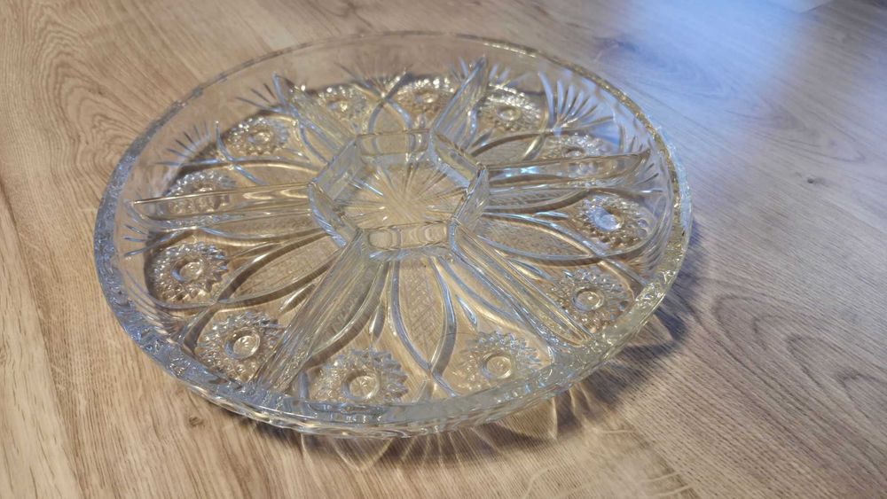 Kryształowy duży talerz na słodycze
