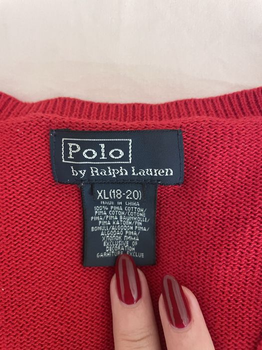 Camisola vermelha com gola em V Ralph Lauren