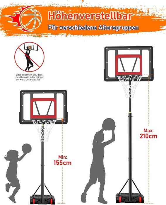 Kosz do koszykówki outdoorowy stojak do koszykówki dla dzieci: 150-210 cm