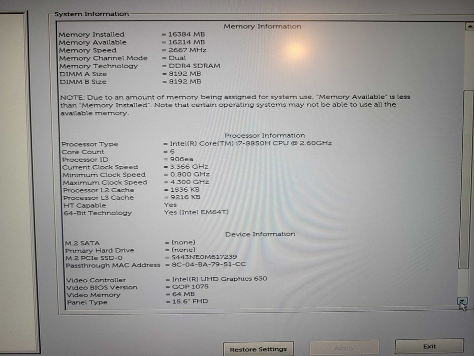 Laptop Dell Precision 5530 15''