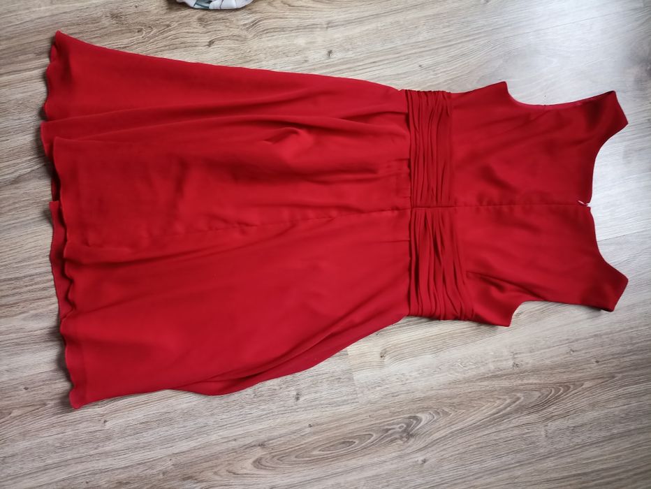 Sukienka czerwona tiul 42 XL damska suwak wesele