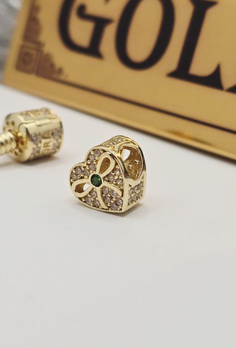 Złoty charms serce z kokardą próba 585 14k