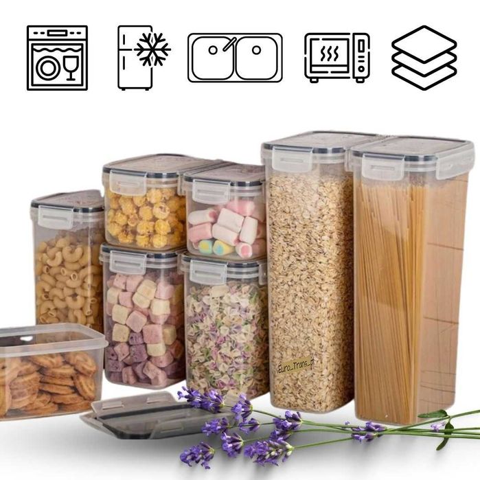ZESTAW 24 POJEMNIKÓW NA ŻYWNOŚĆ - na Przyprawy, Makaron, Płatki