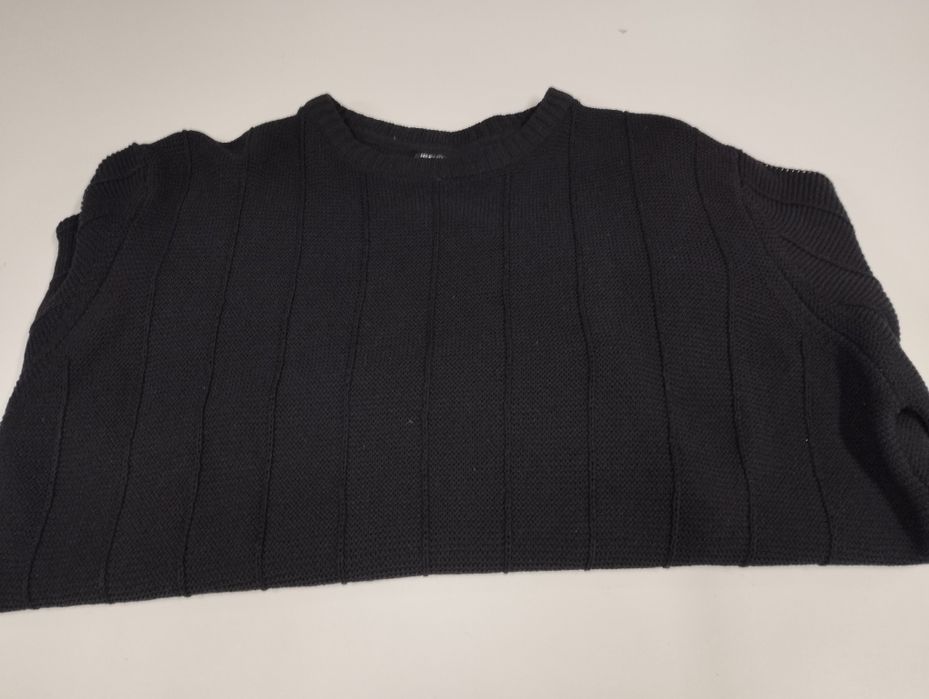 Sweter czarny męski codzienny wizytowy splot  maszynowych
