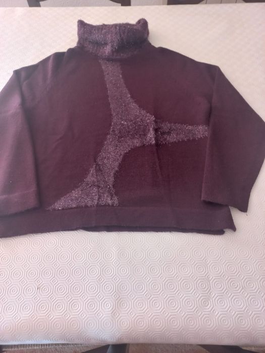 Conjunto saia casaco roxo