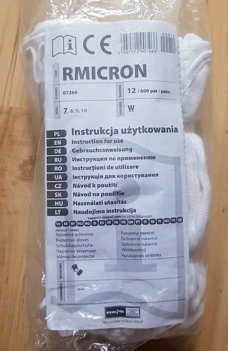 Rękawiczki RMICRON Kelnerskie - 12 Szt. - Rozmiar S-7