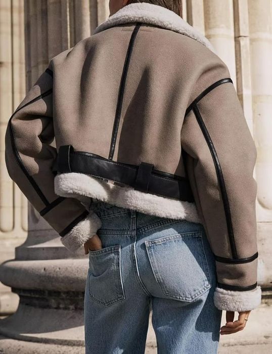 zara kurtka biker kożuch kożuszek l xl