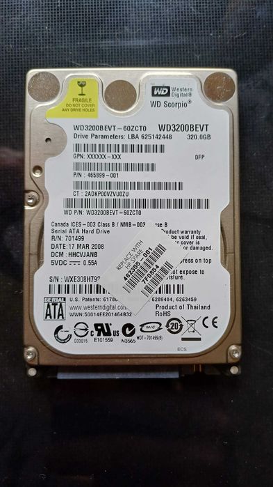 Disco Duro 2.5" 320GB WD Scorpio