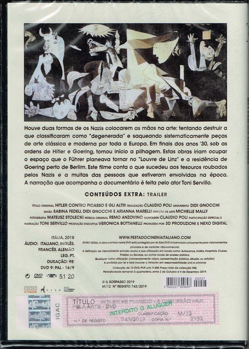DVD: Hitler vs Picasso A Obsessão Nazi pela Arte - NOVO! SELADO!